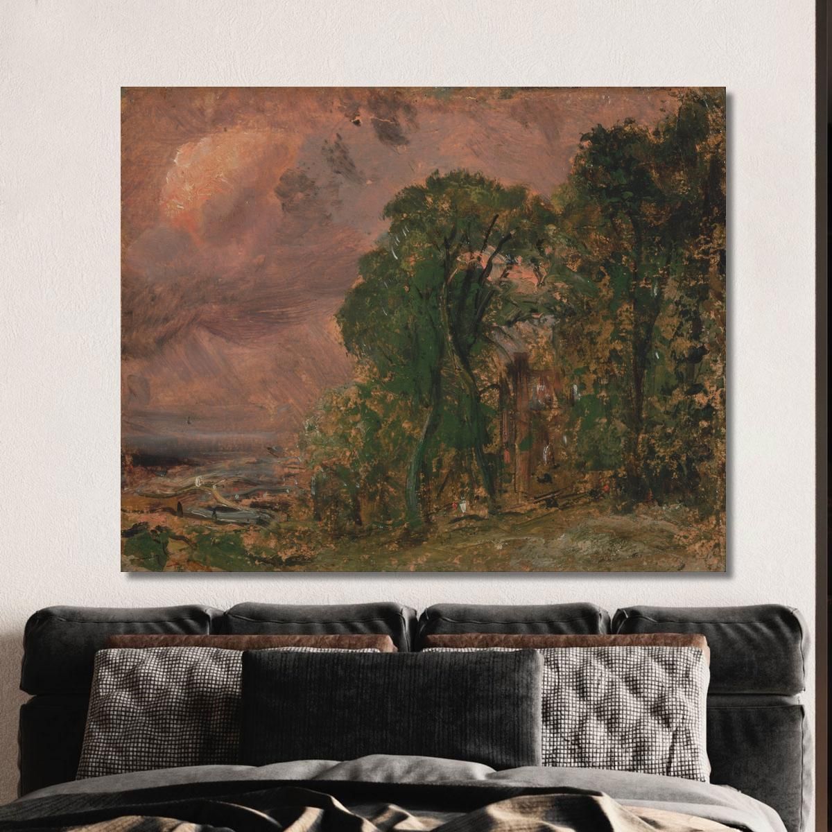 A View At Hampstead With Stormy Weather John Constable jcn8 canvas print 