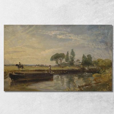 Barge Below Flatford Lock John Constable jcn15 canvas print 