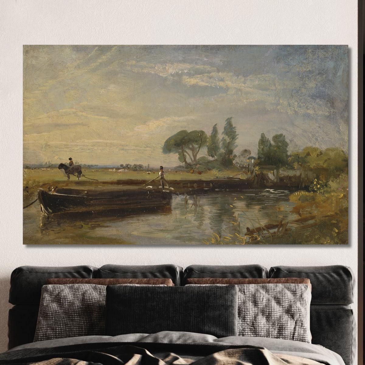 Barge Below Flatford Lock John Constable jcn15 canvas print 