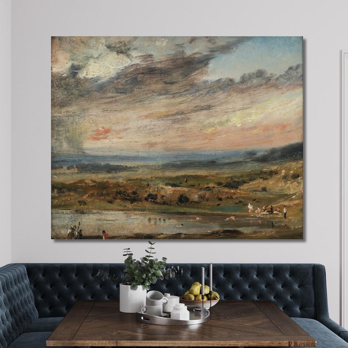 Hampstead Heath With Pond And Bathers John Constable jcn47 canvas print 