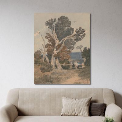 A Group Of Trees By A Fence John Sell Cotman jsc2 canvas print 