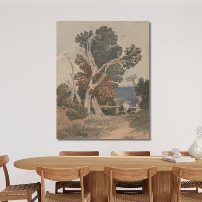 A Group Of Trees By A Fence John Sell Cotman jsc2 canvas print 