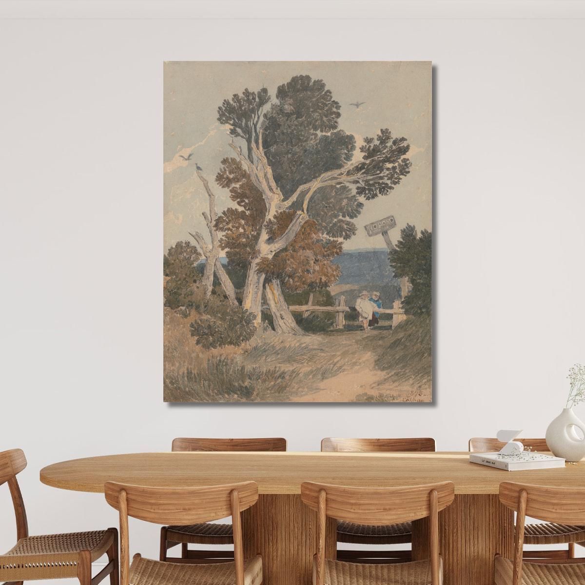 A Group Of Trees By A Fence John Sell Cotman jsc2 canvas print 