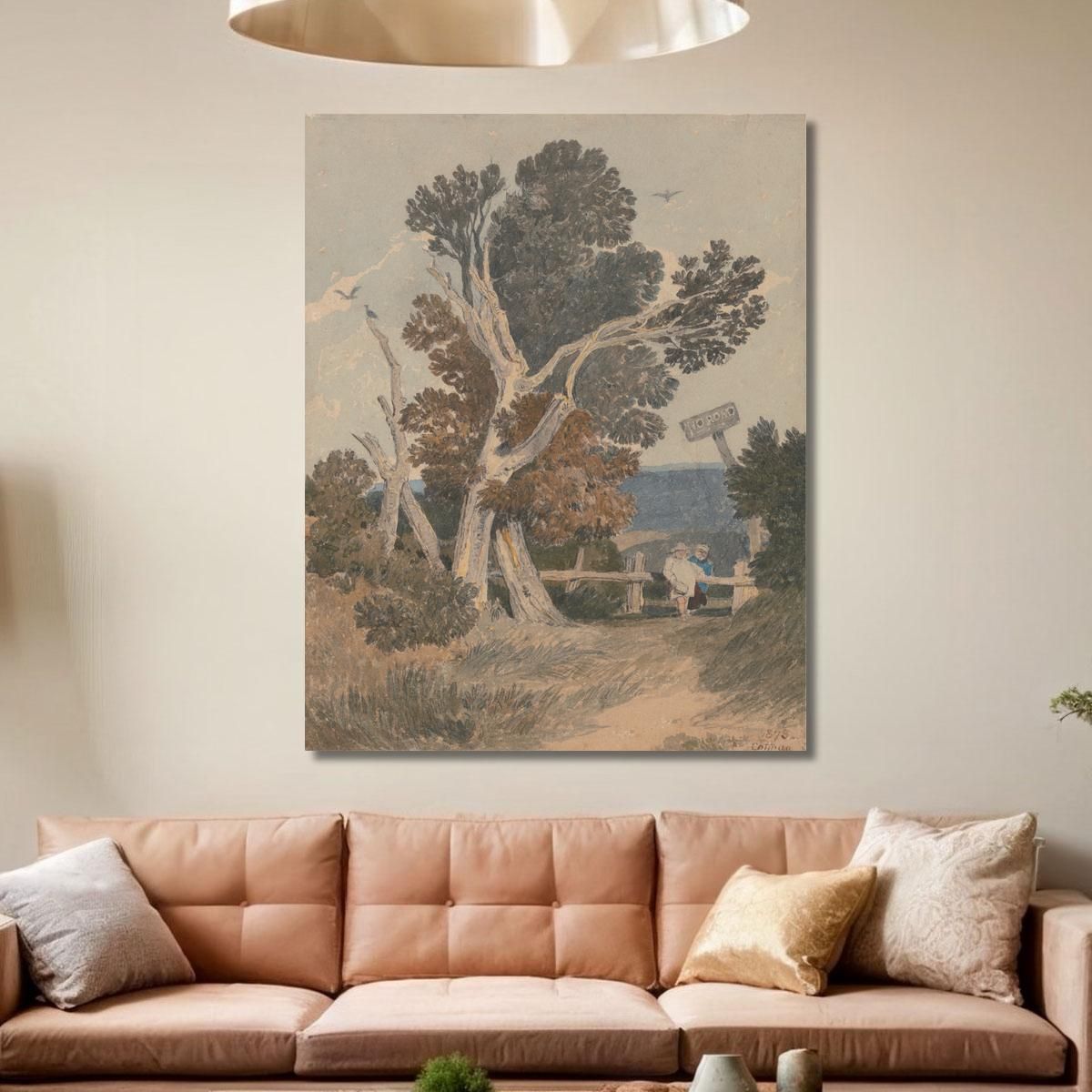 A Group Of Trees By A Fence John Sell Cotman jsc2 canvas print 