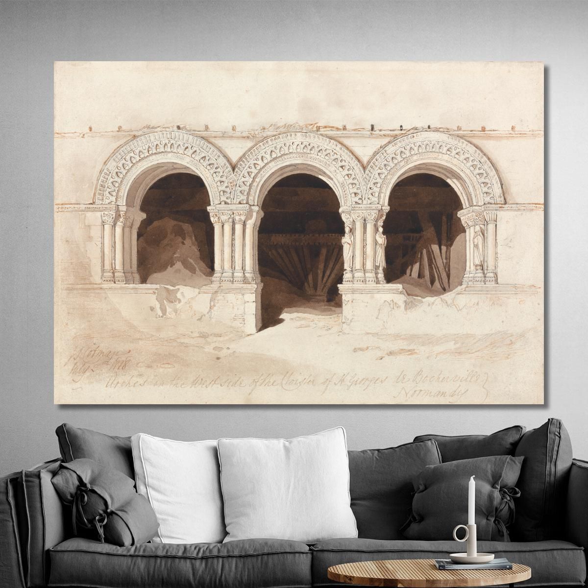 Arches In The West Side Of The Cloister Of Saint. Georges De Bocherville Near Rouen Normandy John Sell Cotman jsc6 canvas print