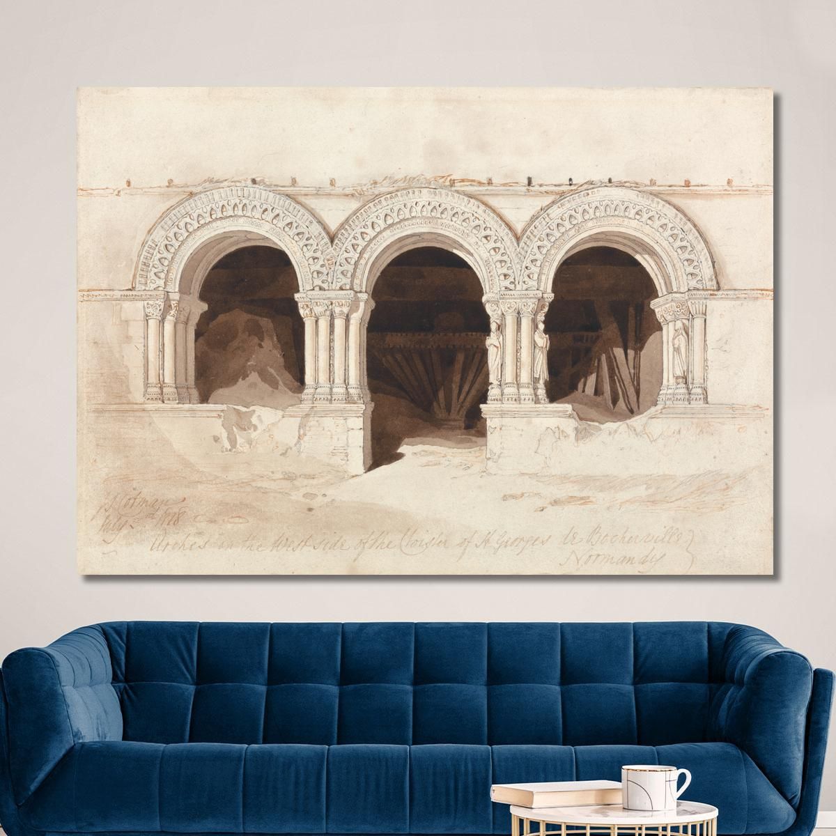 Arches In The West Side Of The Cloister Of Saint. Georges De Bocherville Near Rouen Normandy John Sell Cotman jsc6 canvas print