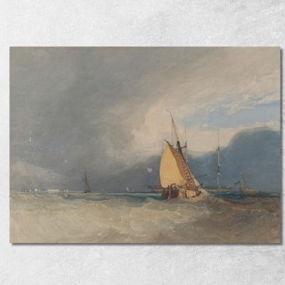 Boats Off The Coast Storm Approaching John Sell Cotman jsc9 canvas print 