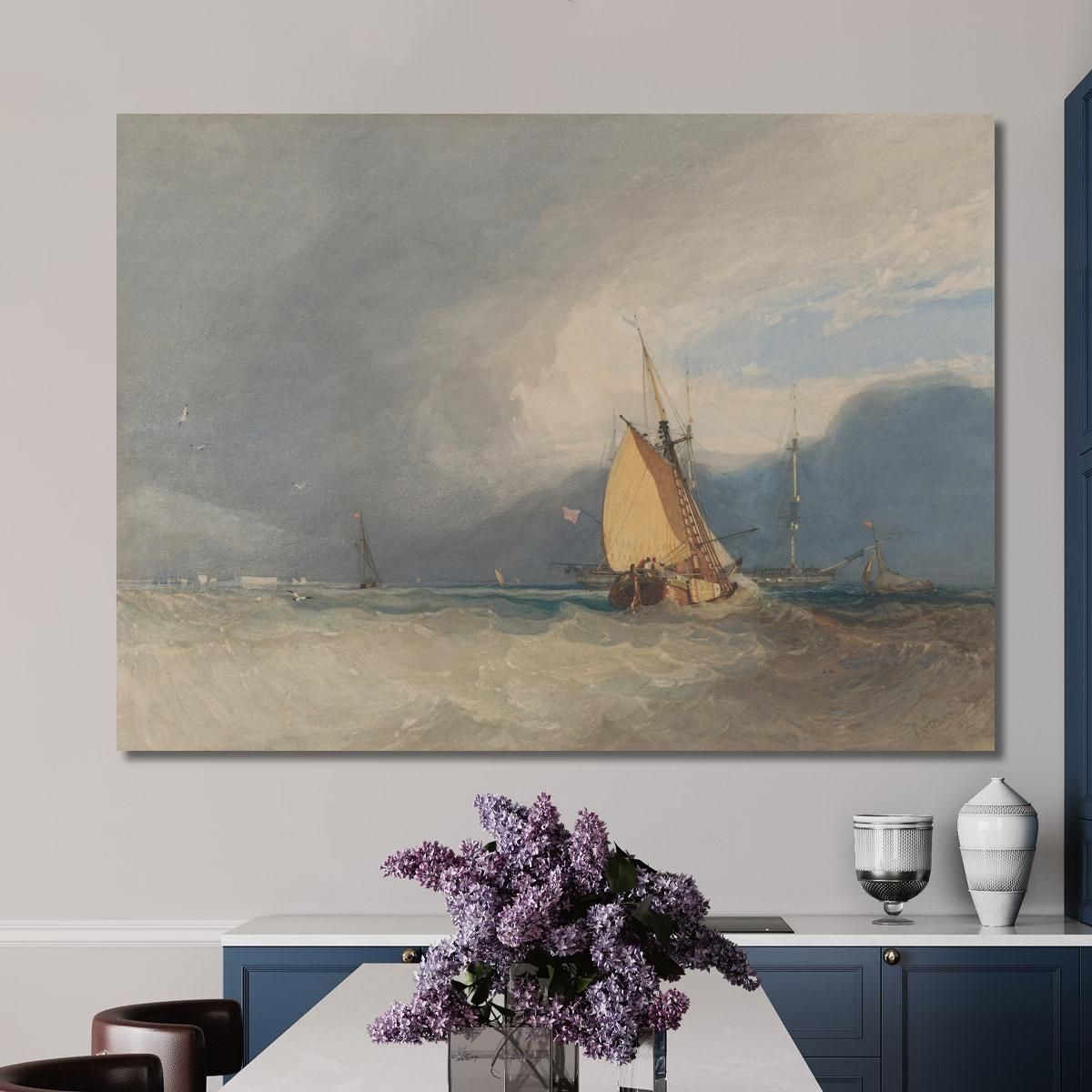 Boats Off The Coast Storm Approaching John Sell Cotman jsc9 canvas print 