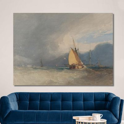 Boats Off The Coast Storm Approaching John Sell Cotman jsc9 canvas print 