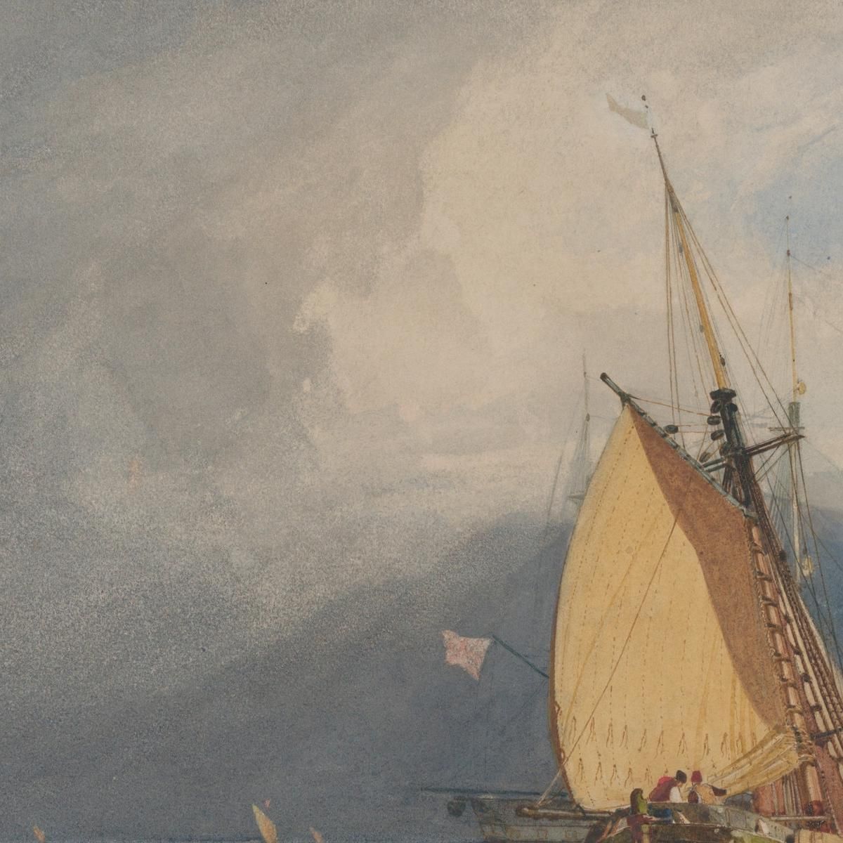 Boats Off The Coast Storm Approaching John Sell Cotman jsc9 canvas print