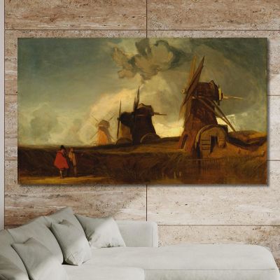 Drainage Mills In The Fens Croyland Lincolnshire John Sell Cotman jsc19 canvas print 