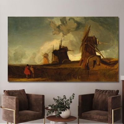 Drainage Mills In The Fens Croyland Lincolnshire John Sell Cotman jsc19 canvas print 