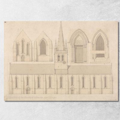 Elevation Of The Church Of Columbiers Near Valognes Normandy John Sell Cotman jsc24 canvas print 