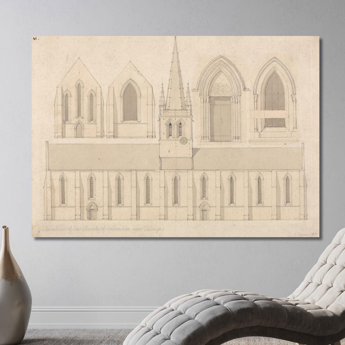 Elevation Of The Church Of Columbiers Near Valognes Normandy John Sell Cotman jsc24 canvas print 