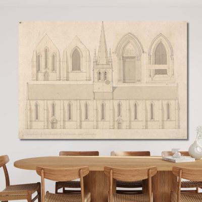 Elevation Of The Church Of Columbiers Near Valognes Normandy John Sell Cotman jsc24 canvas print 