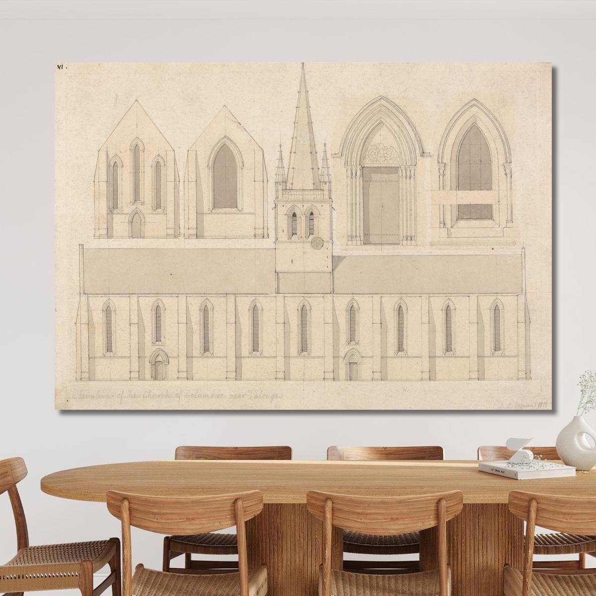 Elevation Of The Church Of Columbiers Near Valognes Normandy John Sell Cotman jsc24 canvas print 