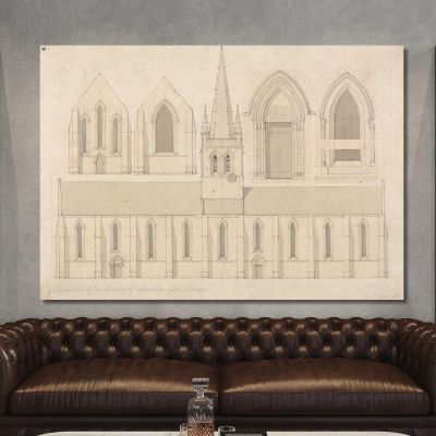 Elevation Of The Church Of Columbiers Near Valognes Normandy John Sell Cotman jsc24 canvas print 