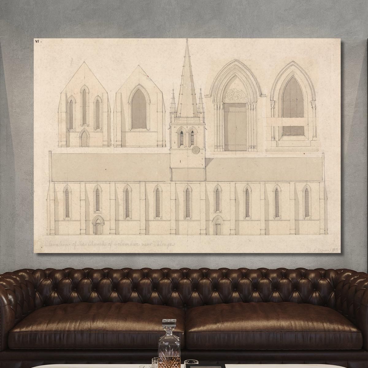 Elevation Of The Church Of Columbiers Near Valognes Normandy John Sell Cotman jsc24 canvas print 