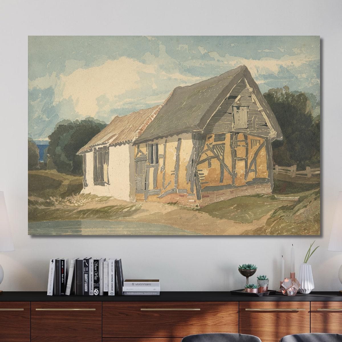 Farm Building By A Pond John Sell Cotman jsc26 canvas print 