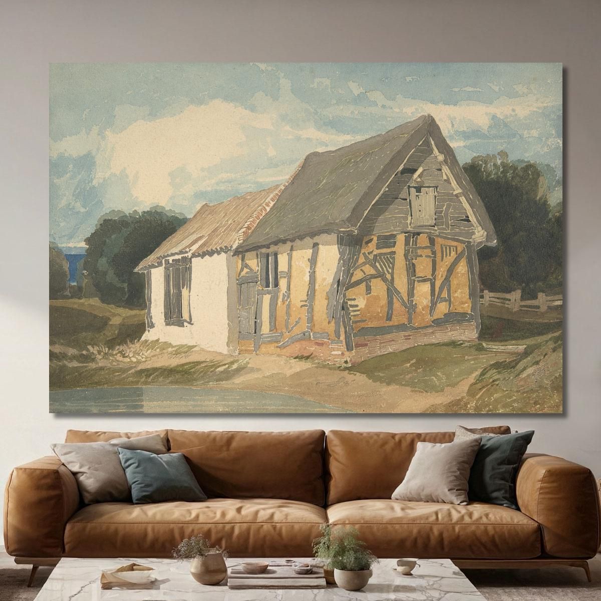 Farm Building By A Pond John Sell Cotman jsc26 canvas print 