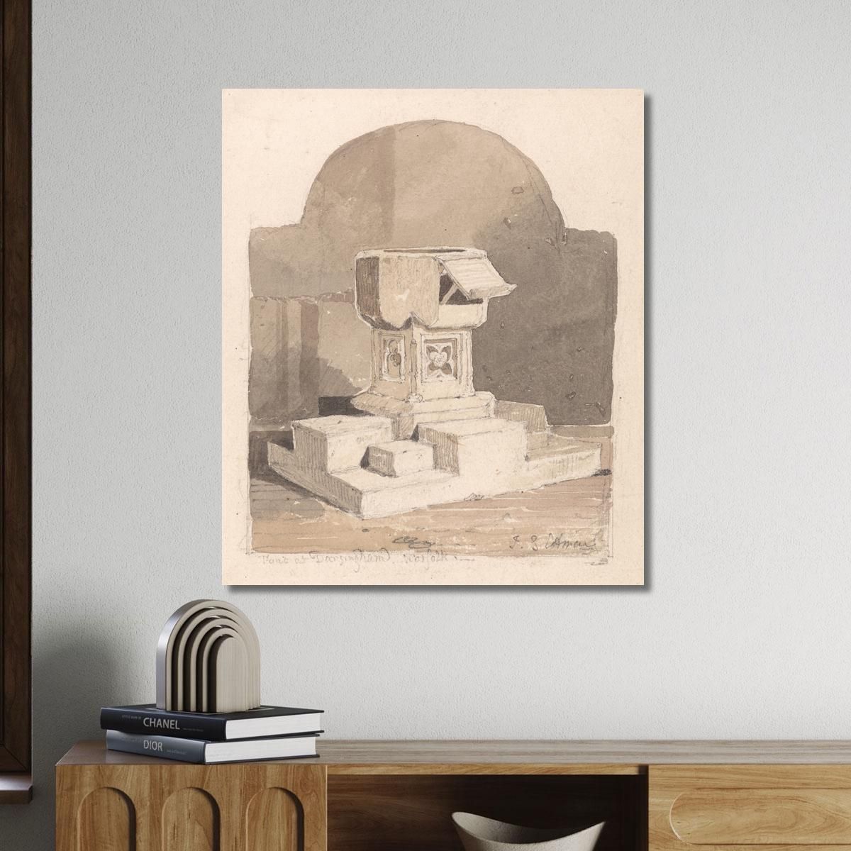 Font At Dersingham Church Norfolk John Sell Cotman jsc27 canvas print 