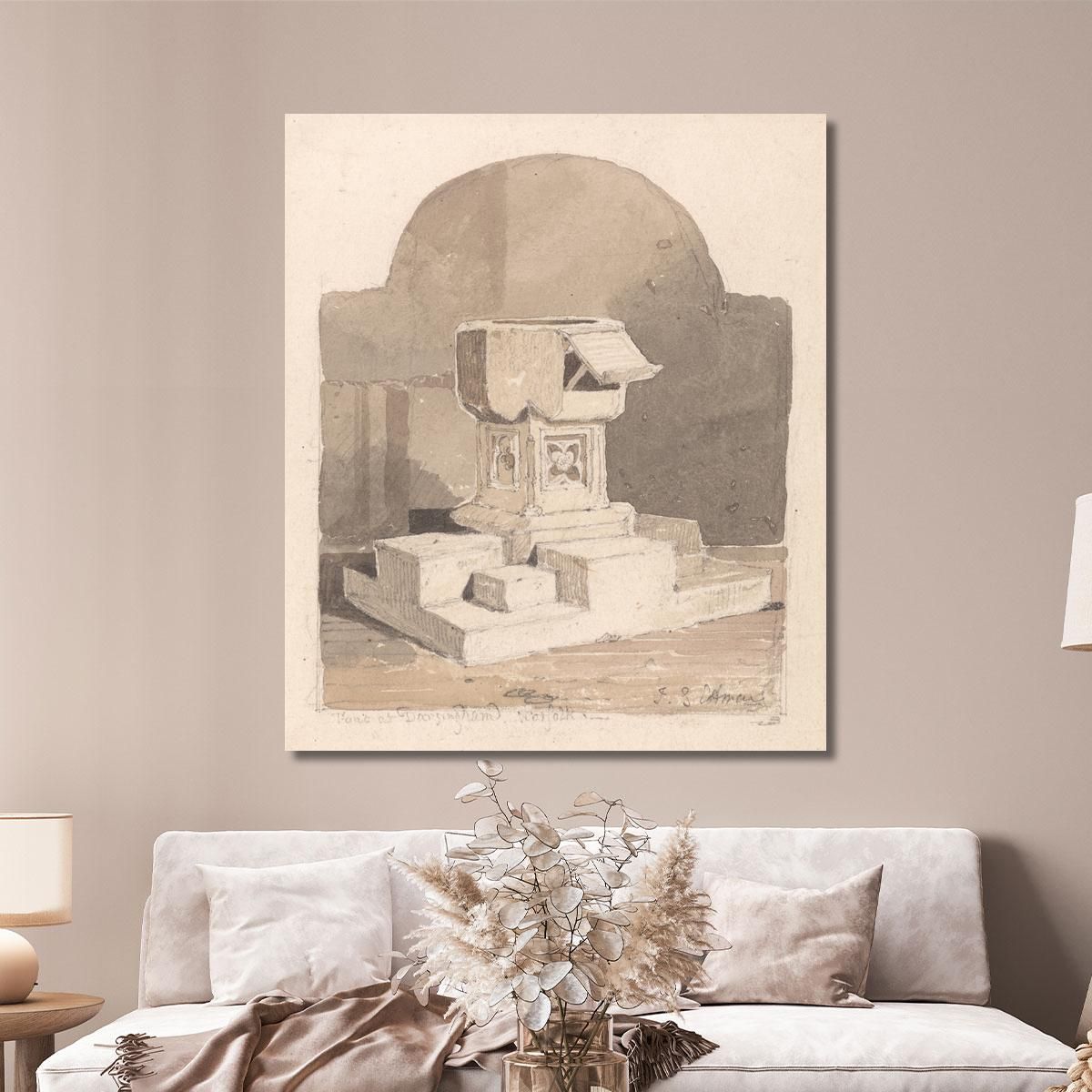 Font At Dersingham Church Norfolk John Sell Cotman jsc27 canvas print 