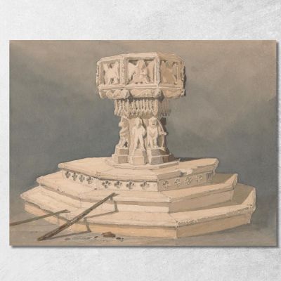 Font At Happisburgh Church Norfolk John Sell Cotman jsc28 canvas print 
