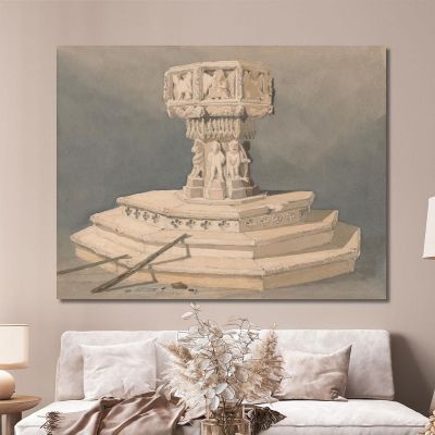 Font At Happisburgh Church Norfolk John Sell Cotman jsc28 canvas print 
