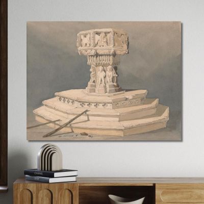 Font At Happisburgh Church Norfolk John Sell Cotman jsc28 canvas print 