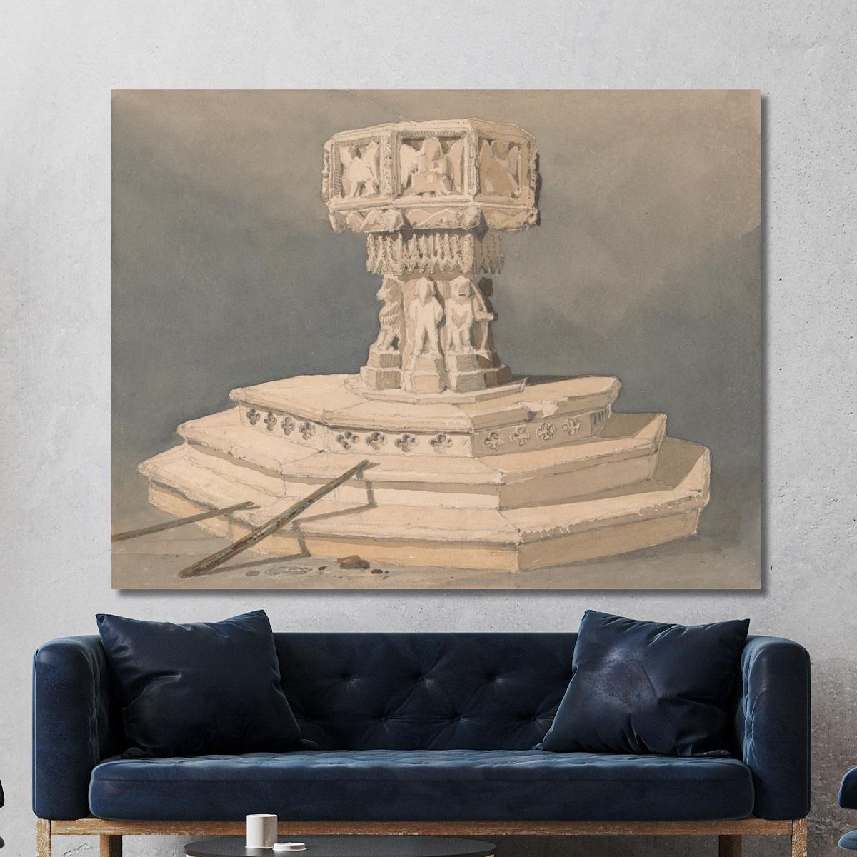 Font At Happisburgh Church Norfolk John Sell Cotman jsc28 canvas print 
