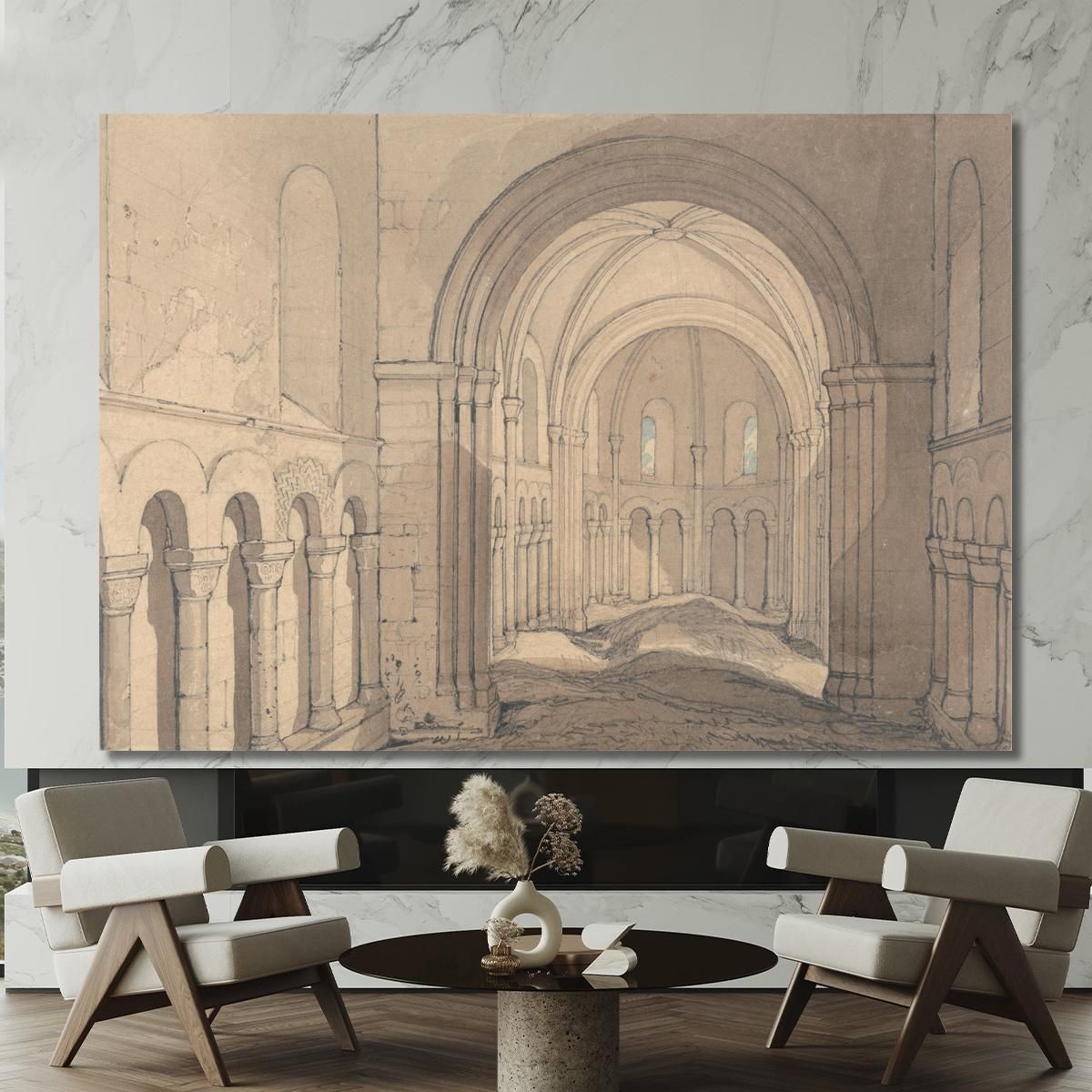 Interior Of The Chapel Of Saint Julien Near Rouen Normandy John Sell Cotman jsc34 canvas print 