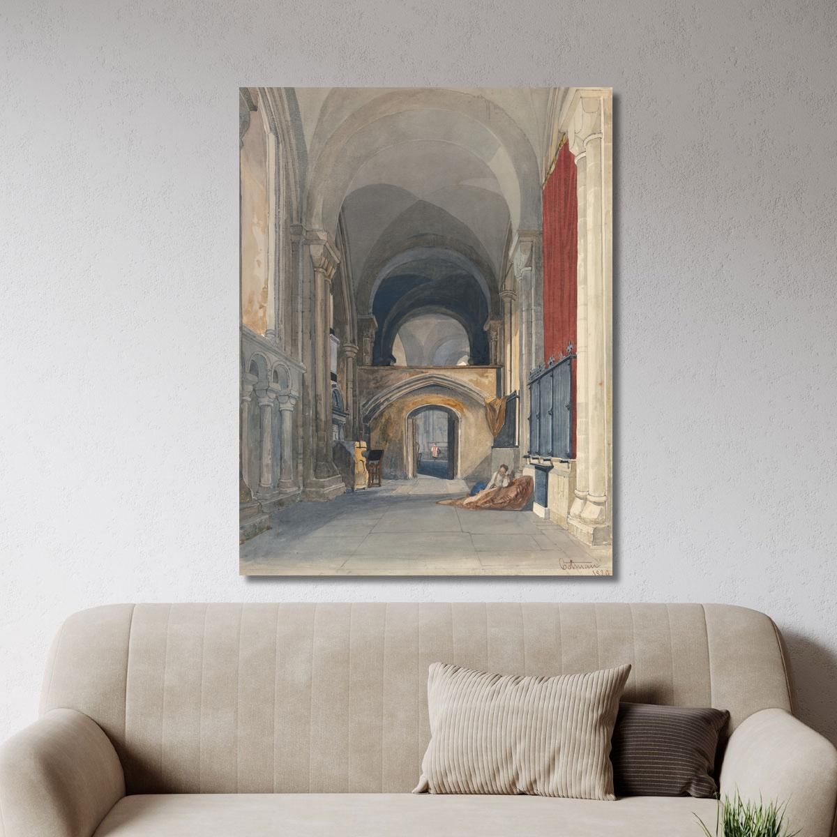 Norwich Cathedral Interior Of The North Aisle Of The Choir Looking East John Sell Cotman jsc42 canvas print 