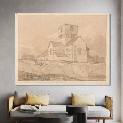 South-East View Of The Church Of Lery Near Pont-De-L'Arche Normandy John Sell Cotman jsc50 canvas print 