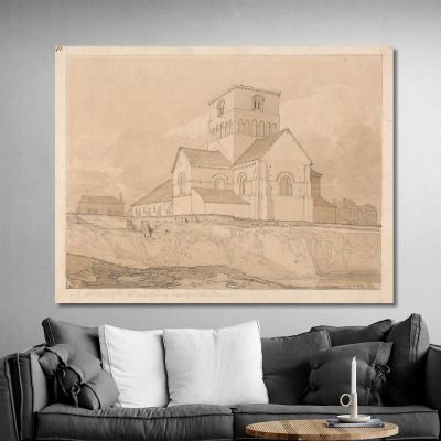 South-East View Of The Church Of Lery Near Pont-De-L'Arche Normandy John Sell Cotman jsc50 canvas print 