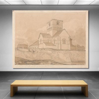 South-East View Of The Church Of Lery Near Pont-De-L'Arche Normandy John Sell Cotman jsc50 canvas print 