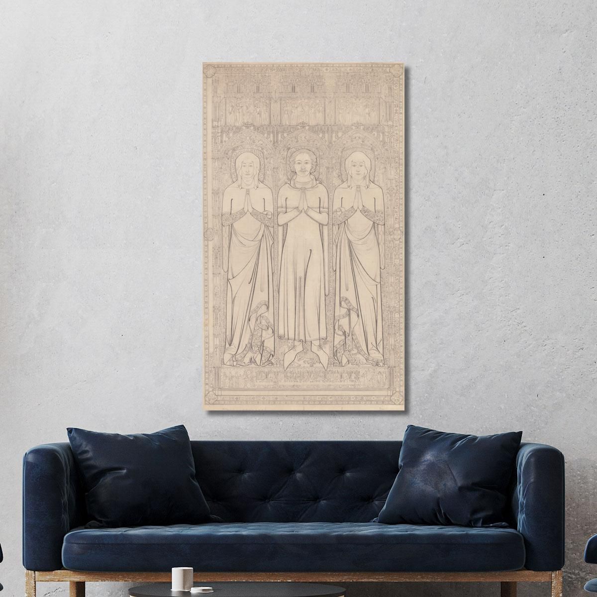 The Sepulchral Brass Of Robert Braunche And His Two Wives In Saint Margaret'S Church Lynn Norfolk 1364 John Sell Cotman jsc57 c