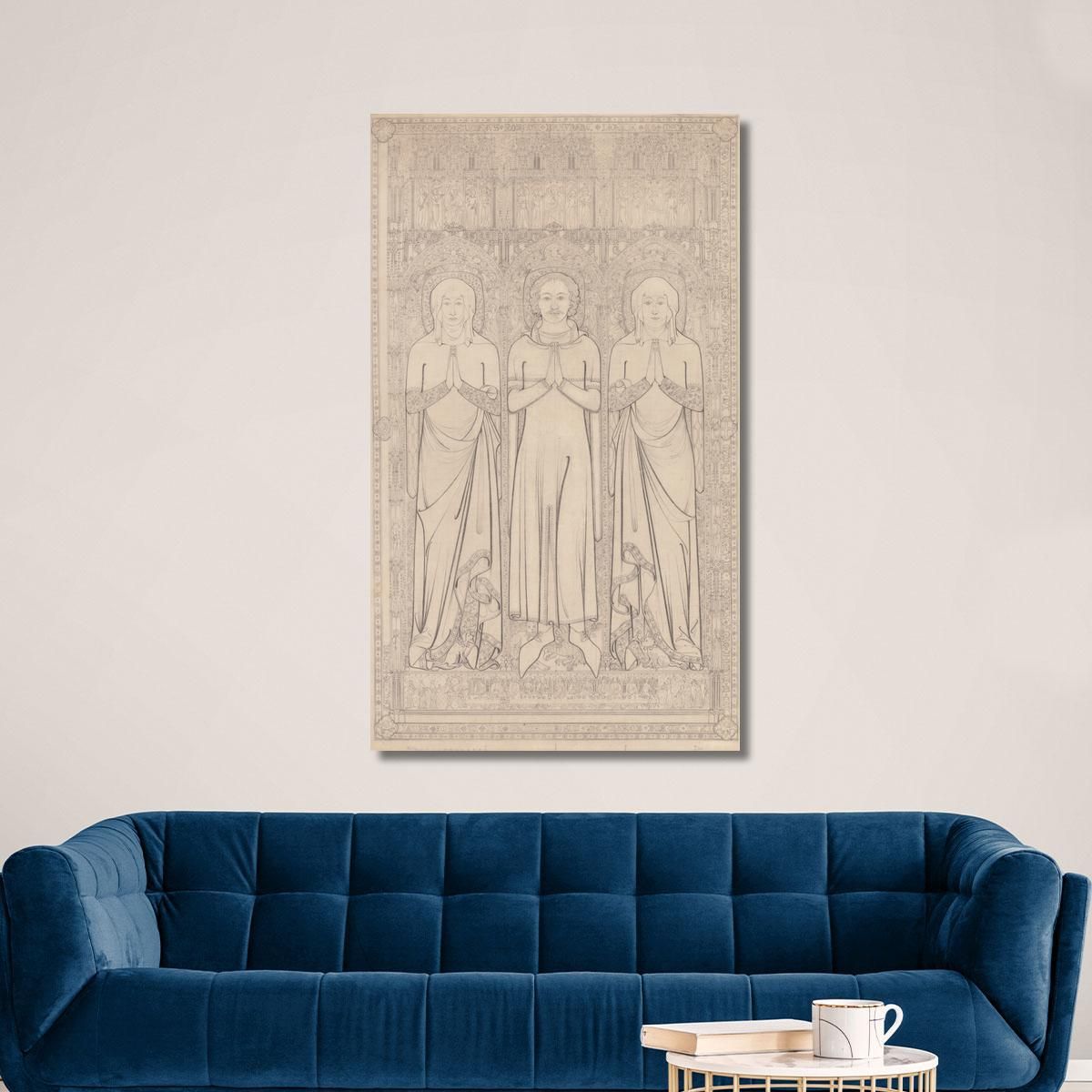 The Sepulchral Brass Of Robert Braunche And His Two Wives In Saint Margaret'S Church Lynn Norfolk 1364 John Sell Cotman jsc57 c