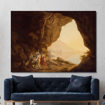Grotto By The Seaside In The Kingdom Of Naples With Banditti Sunset Joseph Wright of Derby jwd19 canvas print Grotto By The Seaside In The Kingdom Of Naples With Banditti Sunset Joseph Wright of Derby jwd19 canvas print