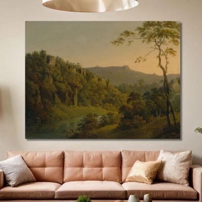 Matlock Dale Looking Toward Black Rock Escarpment Joseph Wright of Derby jwd26 canvas print 