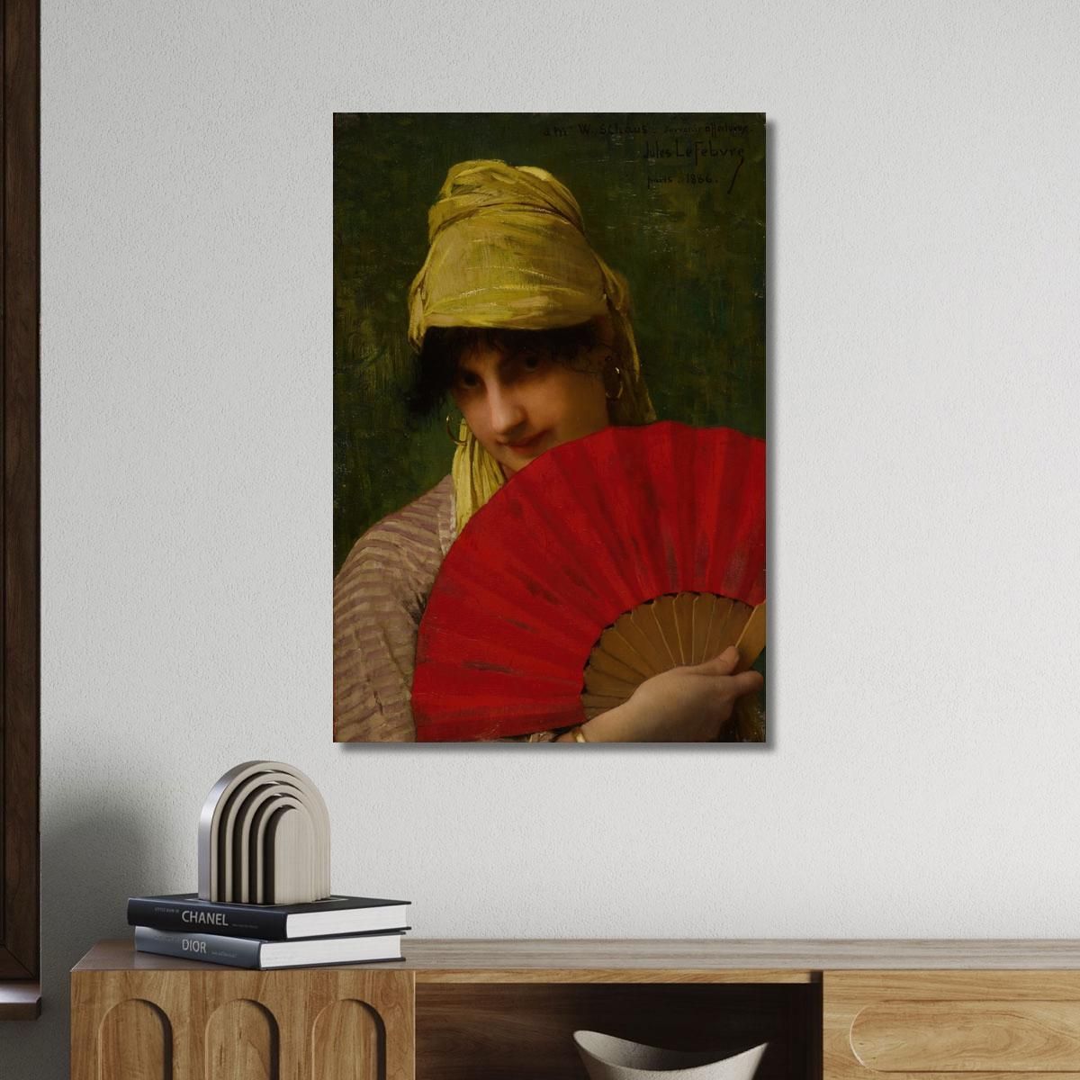 The Red Fan Jules Joseph Lefebvre jle23 canvas print 