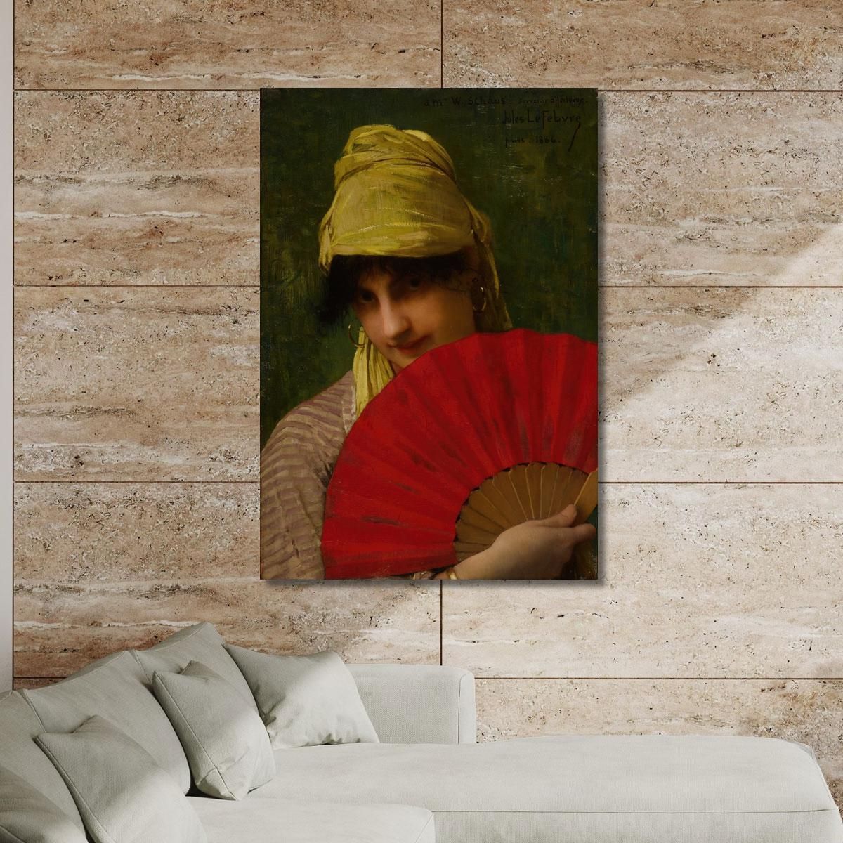 The Red Fan Jules Joseph Lefebvre jle23 canvas print 