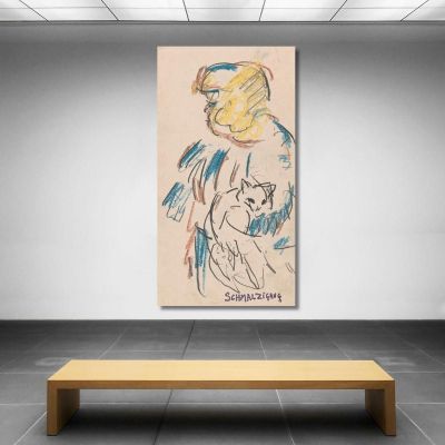Girl With Cat Jules Schmalzigaug jsh11 canvas print 