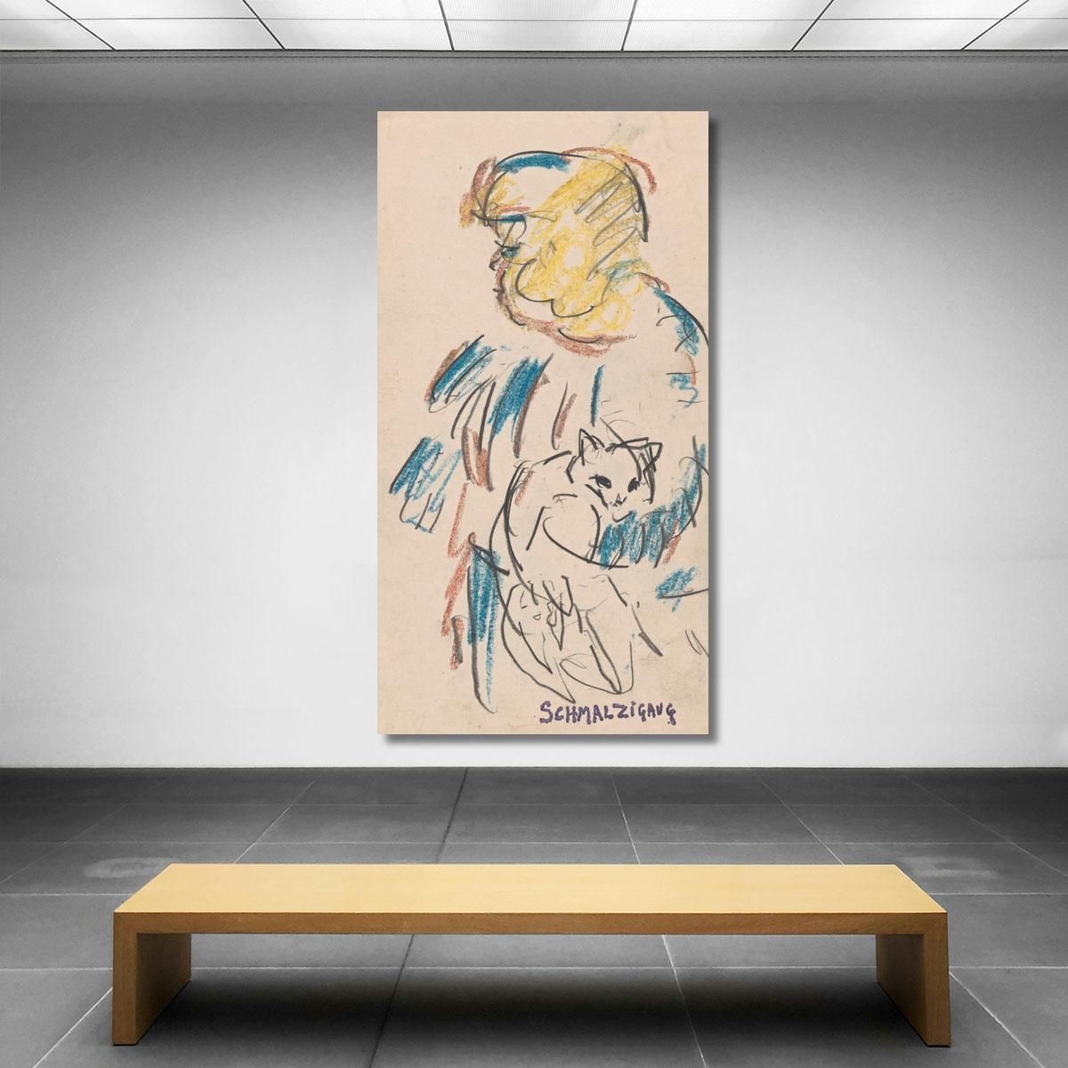 Girl With Cat Jules Schmalzigaug jsh11 canvas print 