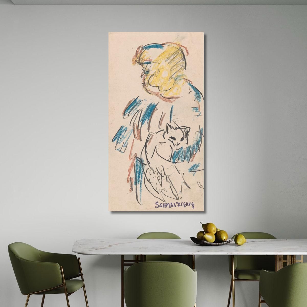 Girl With Cat Jules Schmalzigaug jsh11 canvas print 