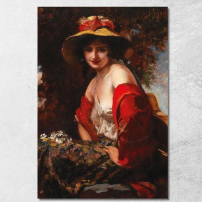 A Young Lady With A Straw Hat Leopold Schmutzler lsc4 canvas print 