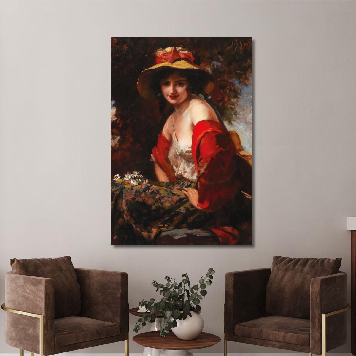 A Young Lady With A Straw Hat Leopold Schmutzler lsc4 canvas print 