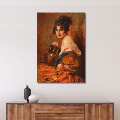 Beauty With Wine Carafe Leopold Schmutzler lsc10 canvas print 
