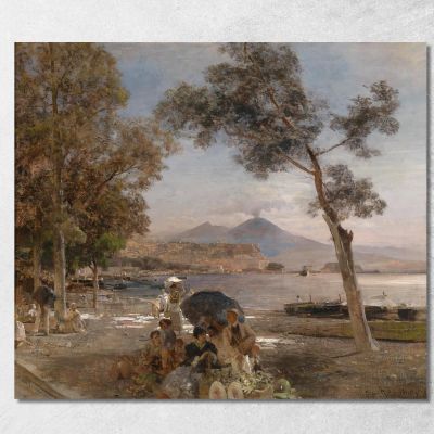 Evening Mood At The Gulf Of Naples Oswald Achenbach oac5 canvas print 