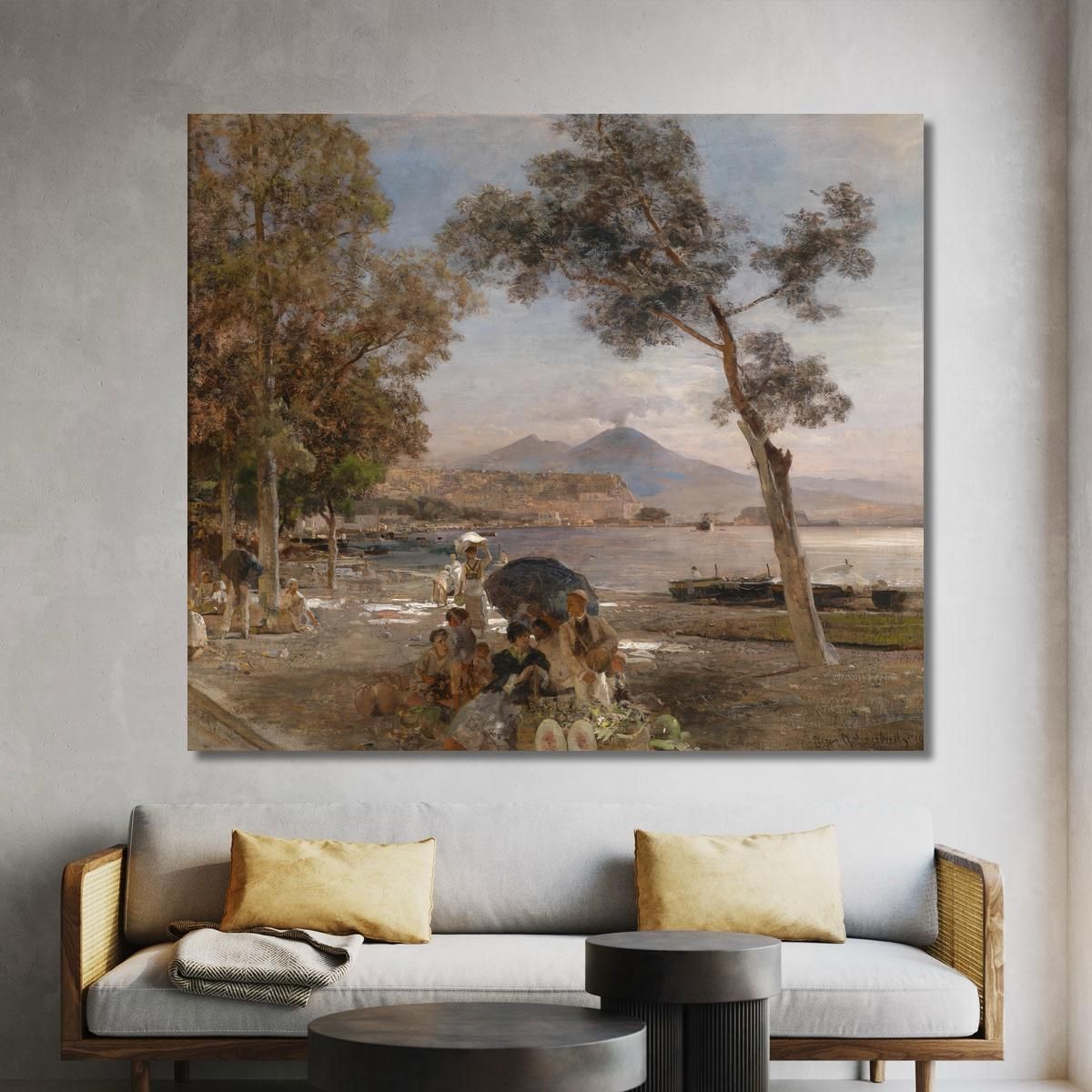 Evening Mood At The Gulf Of Naples Oswald Achenbach oac5 canvas print 