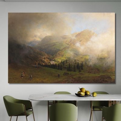 View Of Mount Rigi Oswald Achenbach oac12 canvas print 
